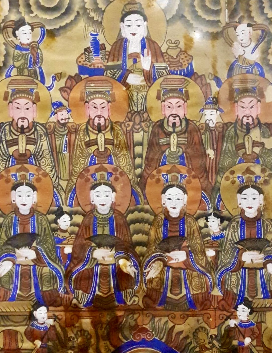 Rare Hàng Trống Ancient Folk Painting Portraying the Holy Emperors and Mother Goddesses of Four Palaces